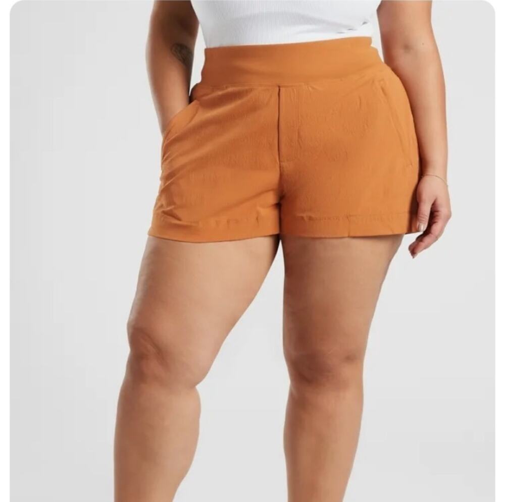 Athleta Shorts Womens 22 Burnt Orange Trekkie North Hiking Athletic Nylon Camp
